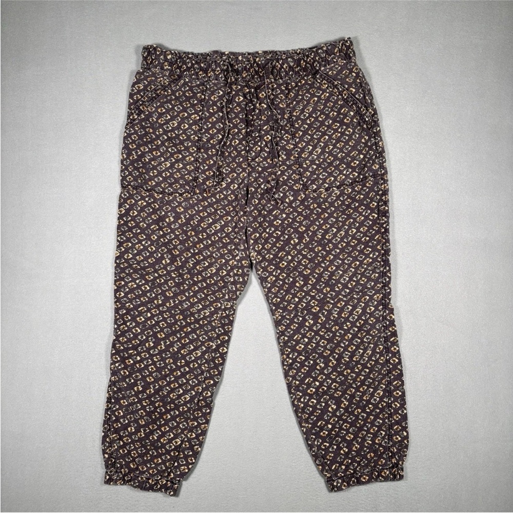 Anthropologie Joggers Pants Women’s X-Large Boho Print Linen Blend Rhys Utility